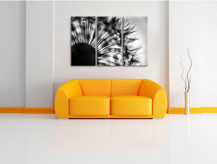 Pixxprint Pusteblume vor Hintergrund als Leinwandbild/Grösse: 3 Teilig (120x80) cm/Wandbild/Kunstdru