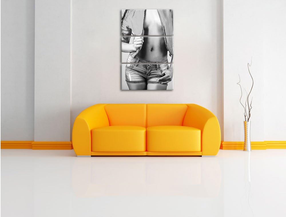 Pixxprint Sexy Woman / 3-Teilig/Gesamtmass 120cm Leinwandbild bespannt auf Holzrahmen/Wandbild Kunst