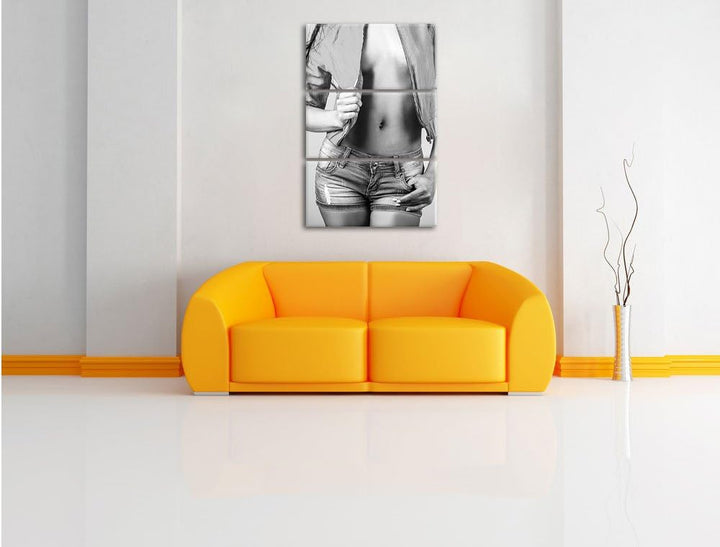 Pixxprint Sexy Woman / 3-Teilig/Gesamtmass 120cm Leinwandbild bespannt auf Holzrahmen/Wandbild Kunst