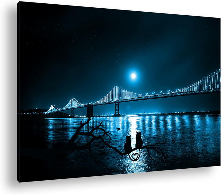 deyoli gigantische Brücke in San Francisco Format: 100x70 Effekt: Monocrome Blau als Leinwand, Motiv