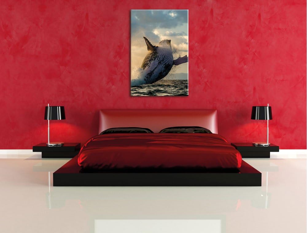 Buckelwale Kanada, Format: 100x70 auf Leinwand, XXL riesige Bilder fertig gerahmt mit Keilrahmen, Ku