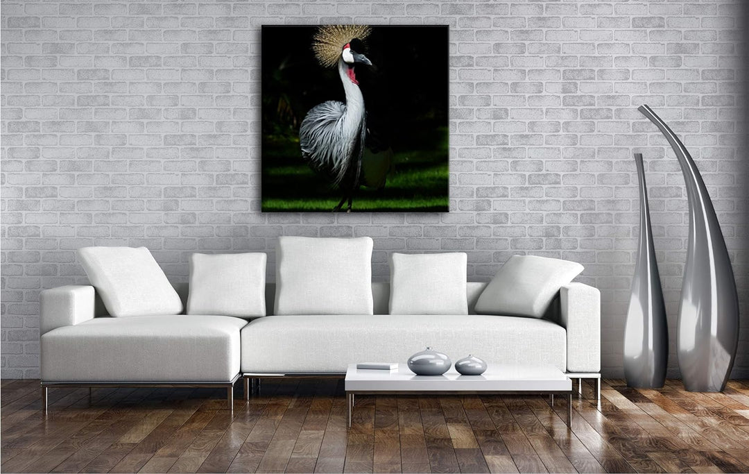 deyoli edler Kranich Format: 70x70 als Leinwand, Motiv fertig gerahmt auf Echtholzrahmen, Hochwertig