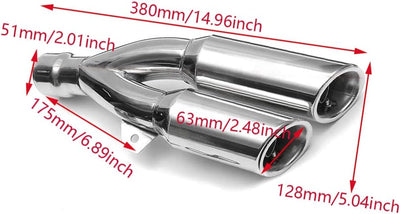 Riloer Motorrad-Auspuff Edelstahlspitze Dual Outlet 51 mm Durchmesser Auspuffrohr-Kit für Gy6-125 Gy