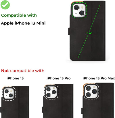 Snakehive iPhone 13 Mini Hülle Leder - Stylische Handyhülle mit Kartenhalter & Standfuss - Handyhüll