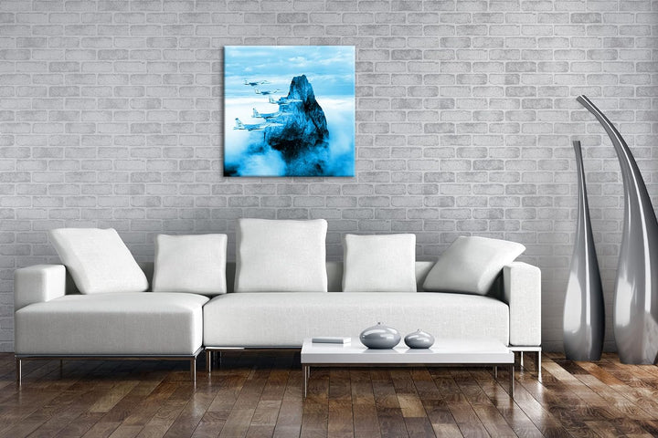 deyoli gewaltige Kampfjets im Einsatz Format: 70x70 Effekt: Monocrome Blau als Leinwandbild, Motiv f