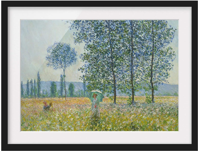 Bild mit Rahmen - Claude Monet - Felder im Frühling - Farbe Schwarz 70 x 100cm 70cm x 100cm Schwarz,