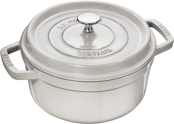 Staub – Schmortopf Truffe weiss aus Gusseisen mit runden Noppen 22 cm