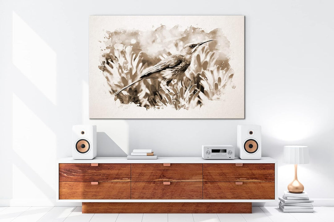 deyoli Illustration eines Vogels Format: 80x60 Effekt: Sepia als Leinwandbild, Motiv fertig gerahmt