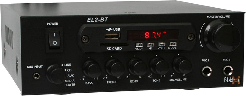E-Lektron EL-2BT HiFi Digital-Verstärker Bluetooth/FM-Radio / MP3 / Karaoke 100W 2X Mic