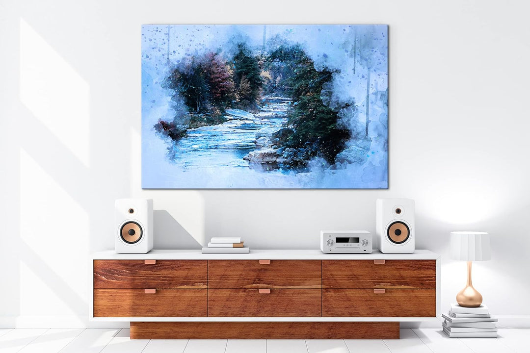 deyoli Flusslauf im zauberhaften Wald Format: 80x60 als Leinwandbild, Motiv fertig gerahmt auf Echth