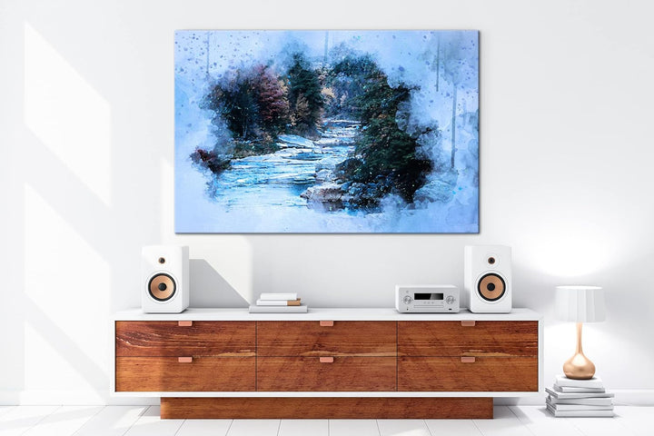 deyoli Flusslauf im zauberhaften Wald Format: 80x60 als Leinwandbild, Motiv fertig gerahmt auf Echth