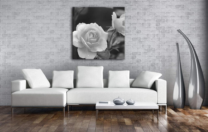 deyoli schöne orangene Blumen im Format: 70x70 Effekt: Schwarz&Weiss als Leinwandbild, Motiv auf Ech