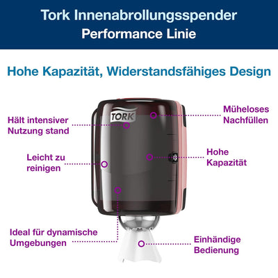 Tork 659008 Innenabrollungsspender für M2 Papierwischtücher im Performance Design / Wischtuchspender