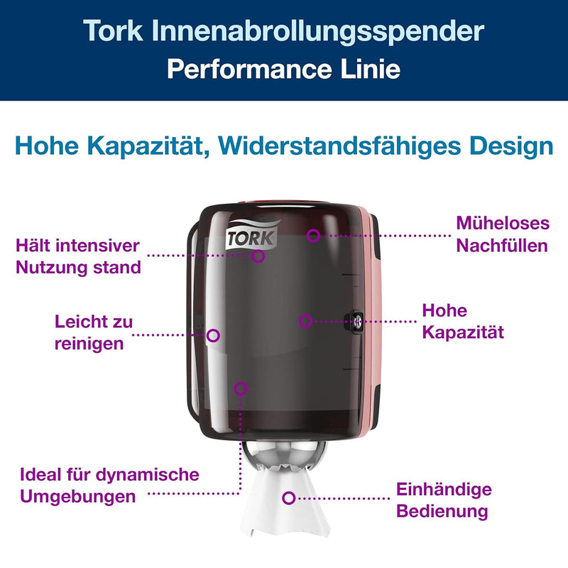 Tork 659008 Innenabrollungsspender für M2 Papierwischtücher im Performance Design / Wischtuchspender