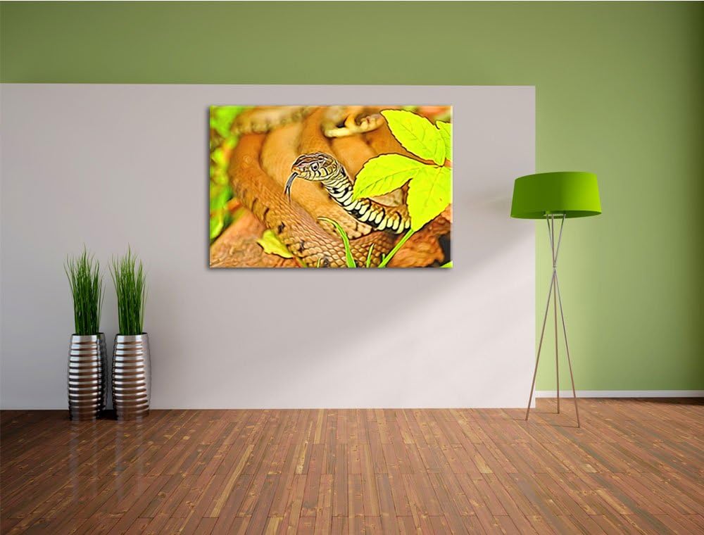 beeindruckende Schlange Deluxe Format: 100x70 cm auf Leinwand, XXL riesige Bilder fertig gerahmt mit