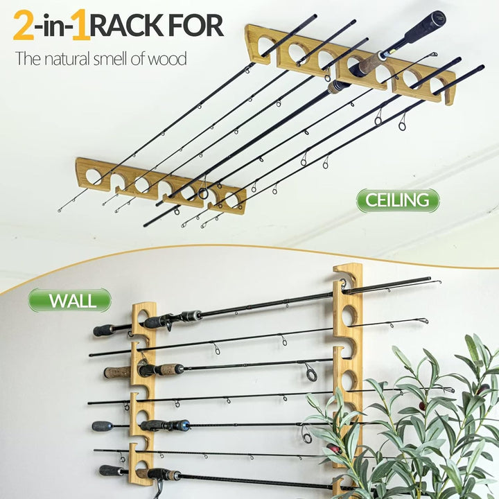THKFISH Rutenständer Angelruten Angelrutenstände Angelrutenhalter für Garage Holz Angelstange Wand R