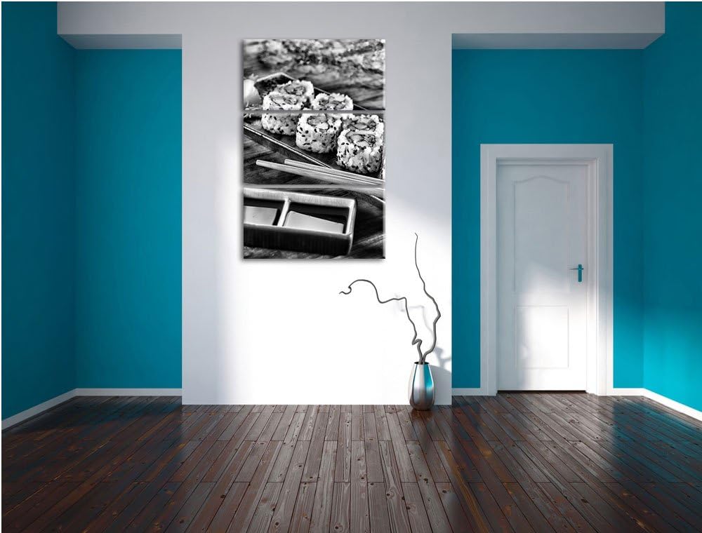 Pixxprint Delikate Inside Out Sushi Rollen als Leinwandbild/Grösse: 3 Teilig (120x80 cm) cm/Wandbild
