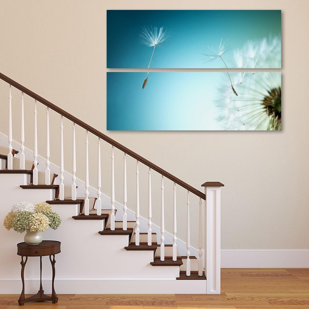 Feeby. Wandbilder - 2 Teile - 80x80 cm - rechteckige Form Bilder Kunstdrucke Deko Panel LÖWENZAHN, N