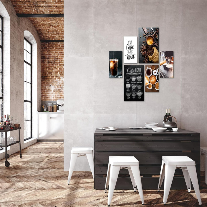 Novart Bilder Set - AUFHÄNGFERTIG - KEIN EXTRA RAHMEN BENÖTIGT - Kaffee Coffee Modern Küche - Esszim