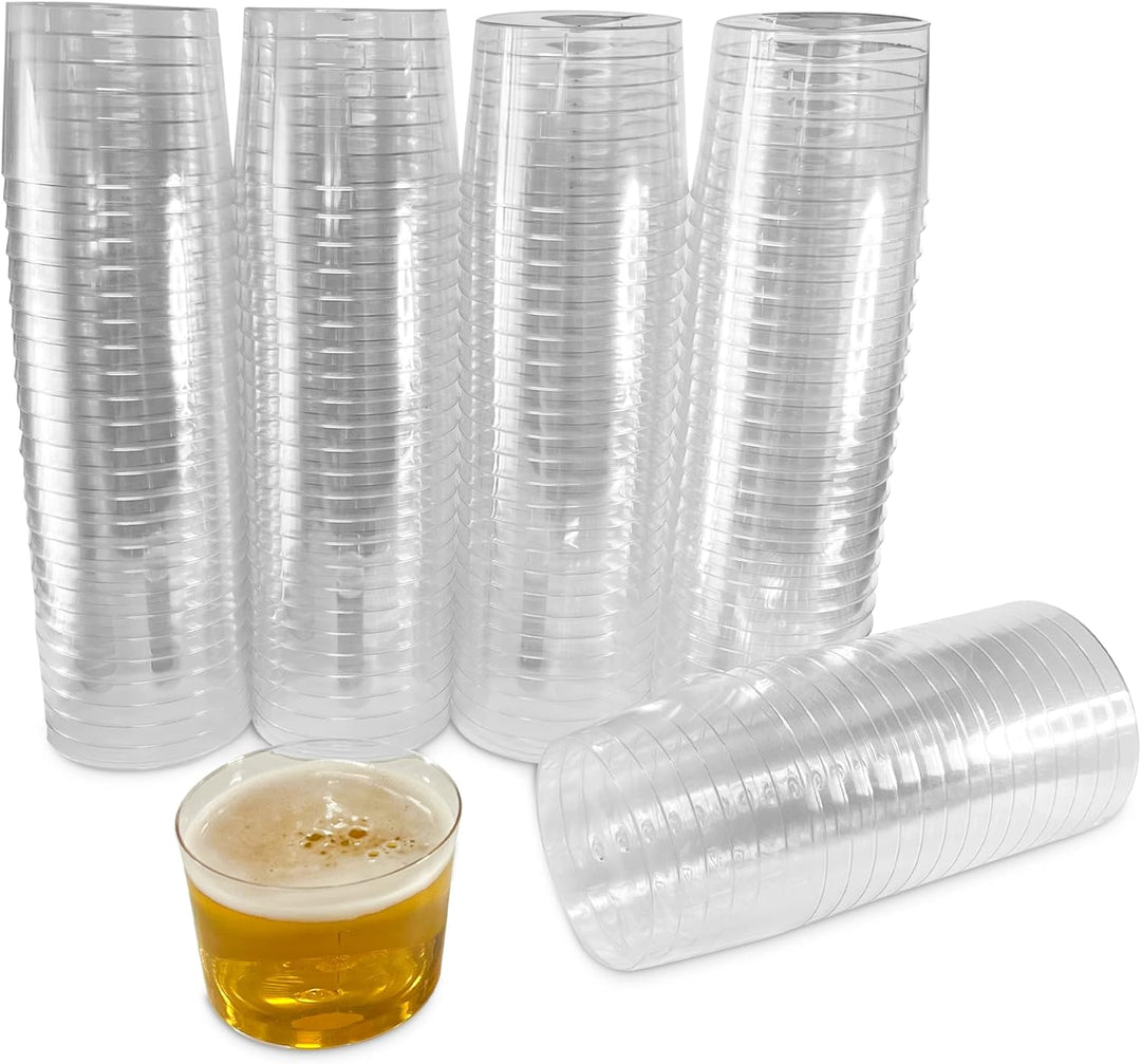 100 Einwegbecher aus Kunststoff, für Wein und Dessert, 220 ml, transparent, hart, Züritus, Snacks, i