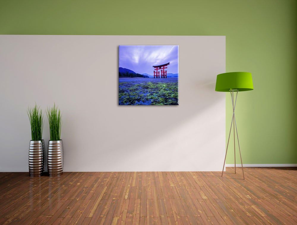 Torii in Hiroshima Japan, Format: 70x70 auf Leinwand, XXL riesige Bilder fertig gerahmt mit Keilrahm