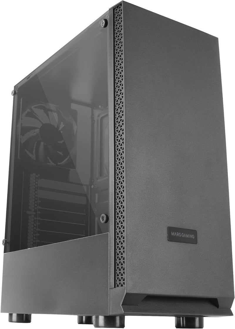 Mars Gaming MCN2, ATX Gaming PC Gehäuse, Volles Seitenfenster, Frontgitter, Doppelkammer Design, 12c