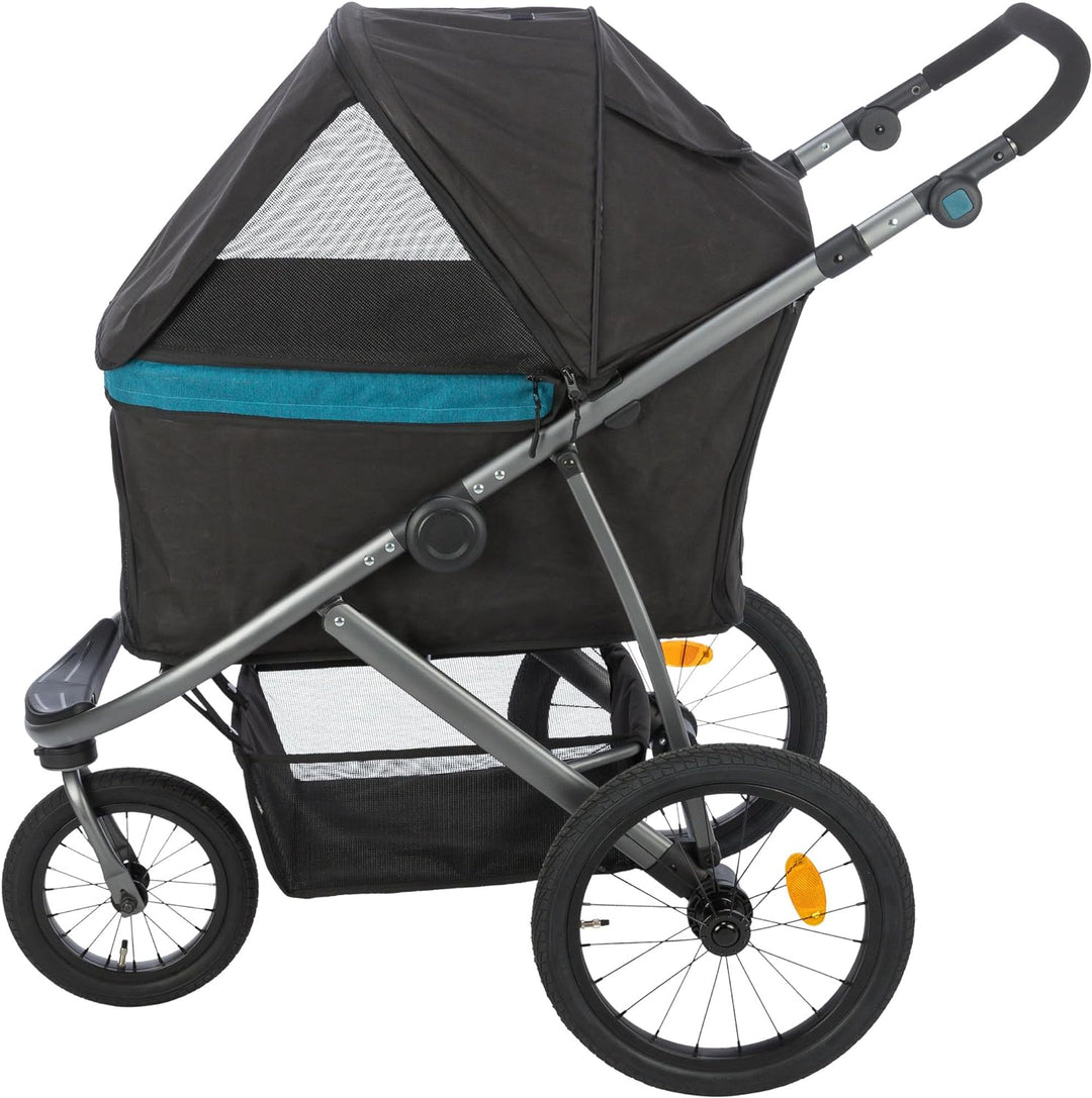 TRIXIE Hundebuggy, Wagen für Hunde, 60 × 112 × 120 cm, 12,5 kg, schwarz/Petrol bis zu 20 kg belastba