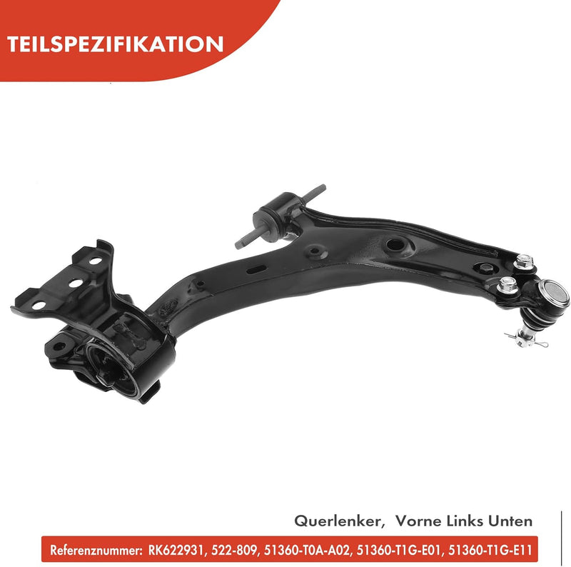 Frankberg Querlenker Vorne Links Unten Kompatibel mit CR-V IV RM 1.6L 2.0L 2.2L 2012-2022 Replace