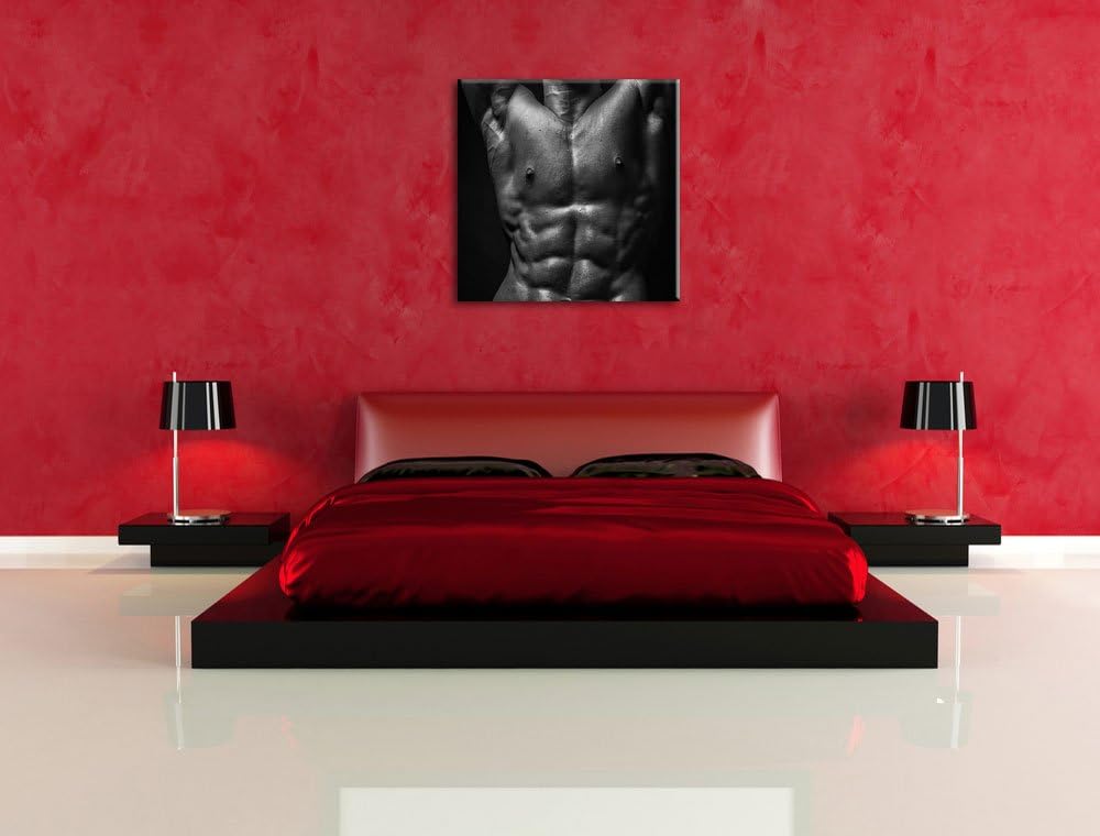 Pixxprint Sixpack Body, Format: 70x70 auf Leinwand, XXL riesige Bilder fertig gerahmt mit Keilrahmen