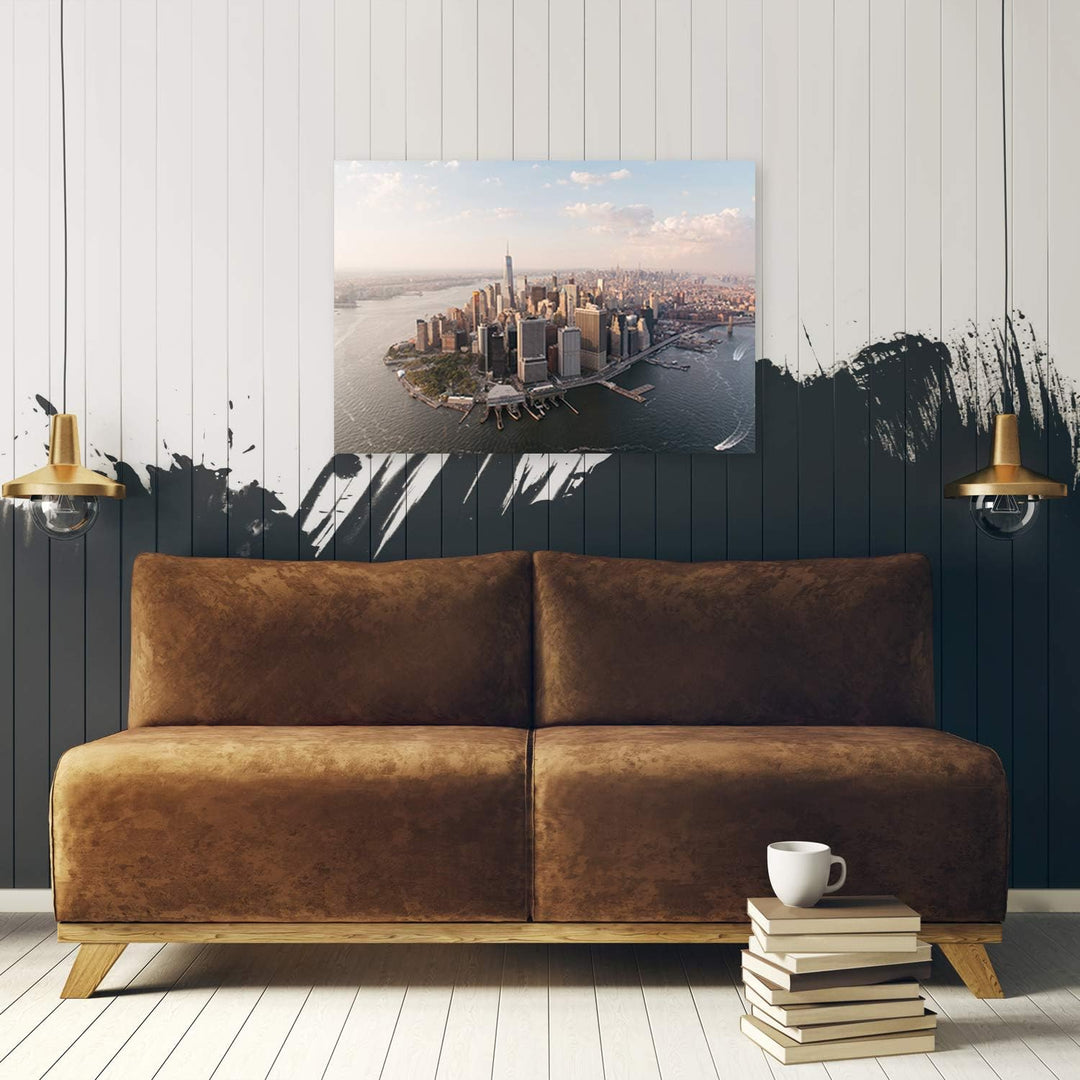 Wandbild XXL New York Deko Kunst Bilder Stadt Braun 120x80 cm Deko Paneel 120x80 cm Braun_a, Deko Pa