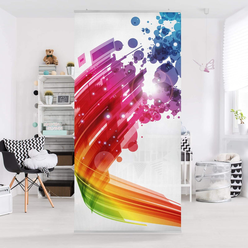 Bilderwelten Raumteiler Rainbow Wave and Bubbles 250x120cm inkl. transparenter Halterung, inkl. tran