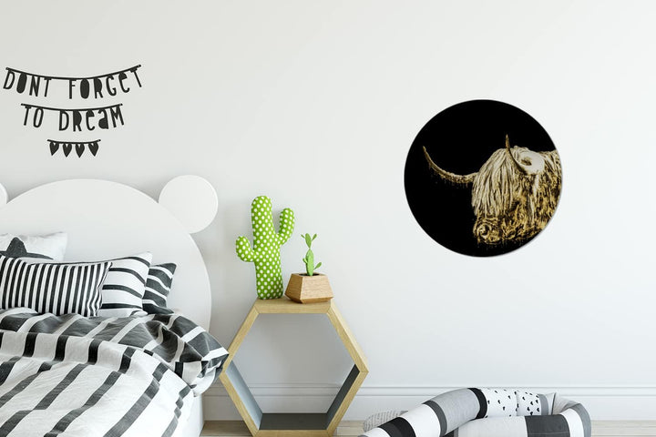 MuchoWow Wandbild Rund Wanddeko Deko Wohnzimmer Bilder 30x30 cm Schottischer Highlander - Schottisch