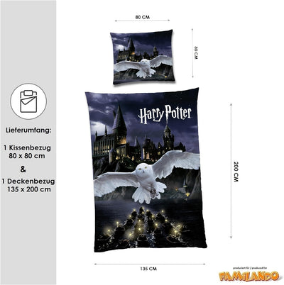 Familando Wende Bettwäsche-Set Harry Potter 135x200 80 x 80 cm · Kinderbettwäsche aus 100% Baumwolle