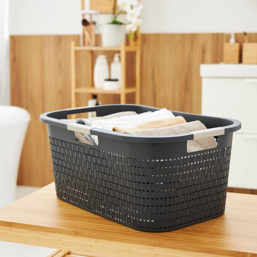 Rotho Country 3er-Set Wäschekorb 40l, Kunststoff (PP) BPA-frei, anthrazit, 40l (58.0 x 38.9 x 25.1 c