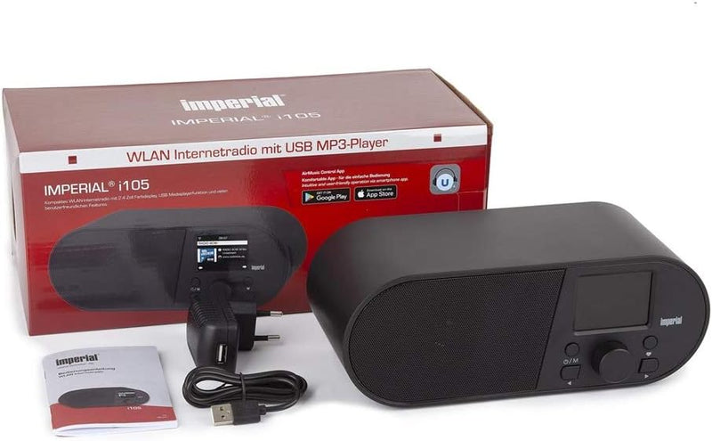 Imperial i105 Internetradio (WLAN, Mediaplayer, USB, DLNA, Farbdisplay, Wecker, Appsteuerung) schwar