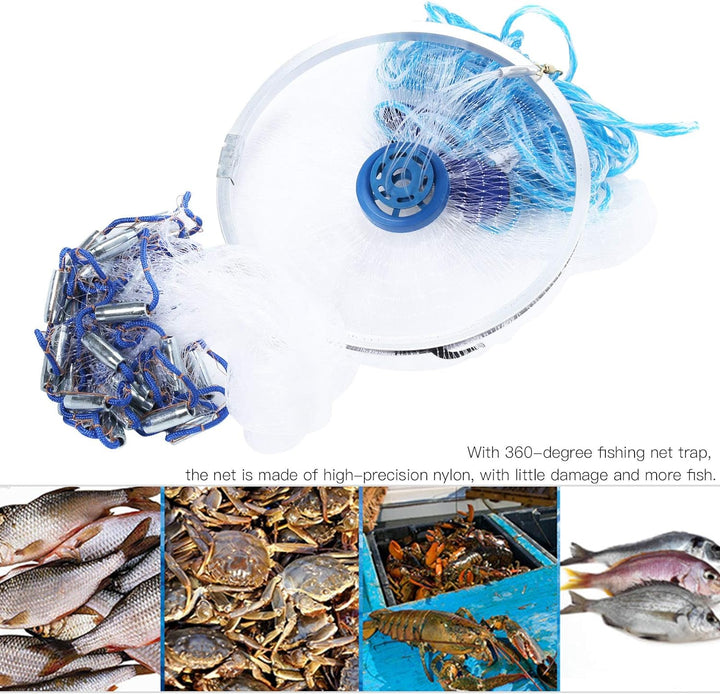 Wurfnetz Zum Fischen, Tragbares Fischernetz, Nylon Mesh Fischnetz zum Fangen von Angelnetz Angelzube