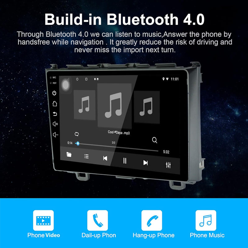 EZoneTronics Android 10.1 Autoradio Stereo 9 Zoll für Honda CR-V 2008-2011 Touchscreen-Headunit GPS-