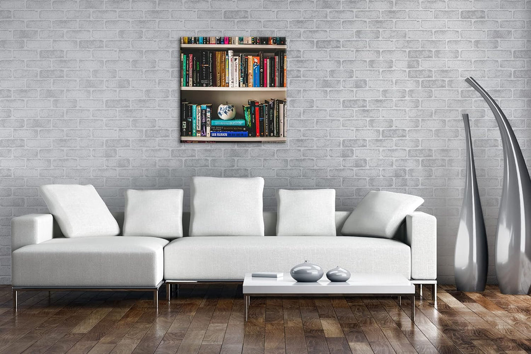 deyoli Rand volles Bücherregal Format: 60x60 cm als Leinwandbild, Motiv fertig gerahmt auf Echtholzr