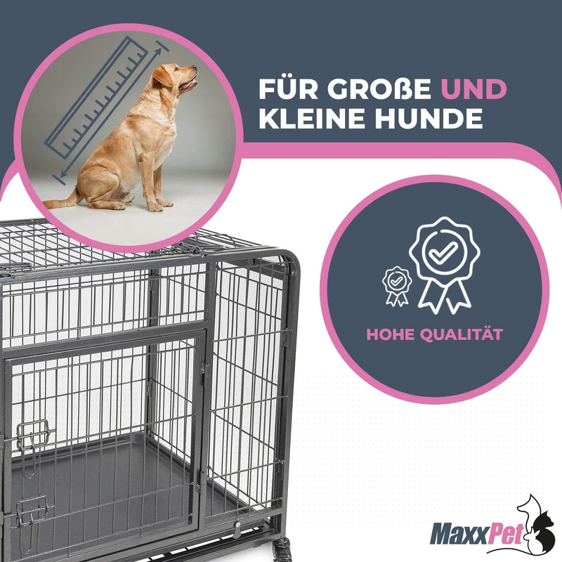 MaxxPet Hundebox - Hundekäfig - Faltbarer Metall-Hundekäfig - Inklusive Hundekissen - Hundetransport
