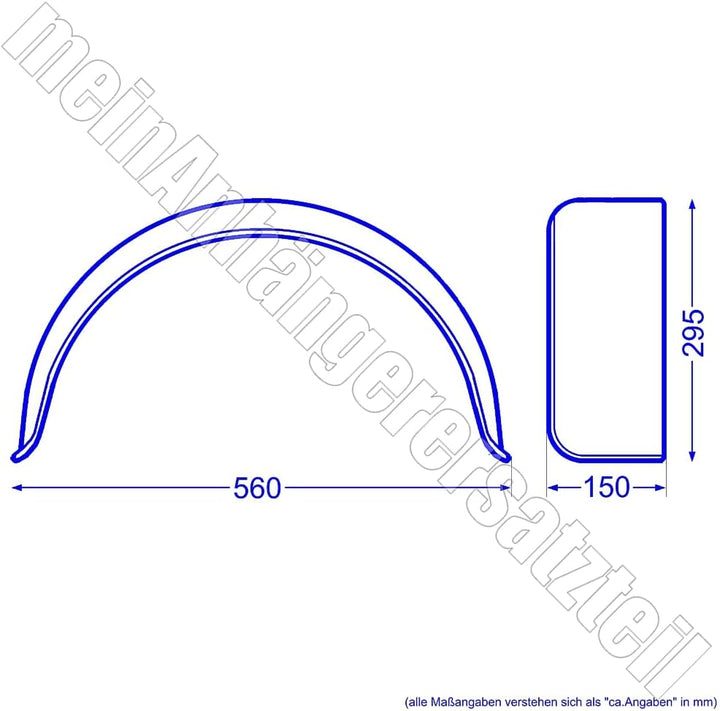 Metall Blech Schutzblech Kotflügel 150x560mm / 15x56 cm für Pkw Anhänger