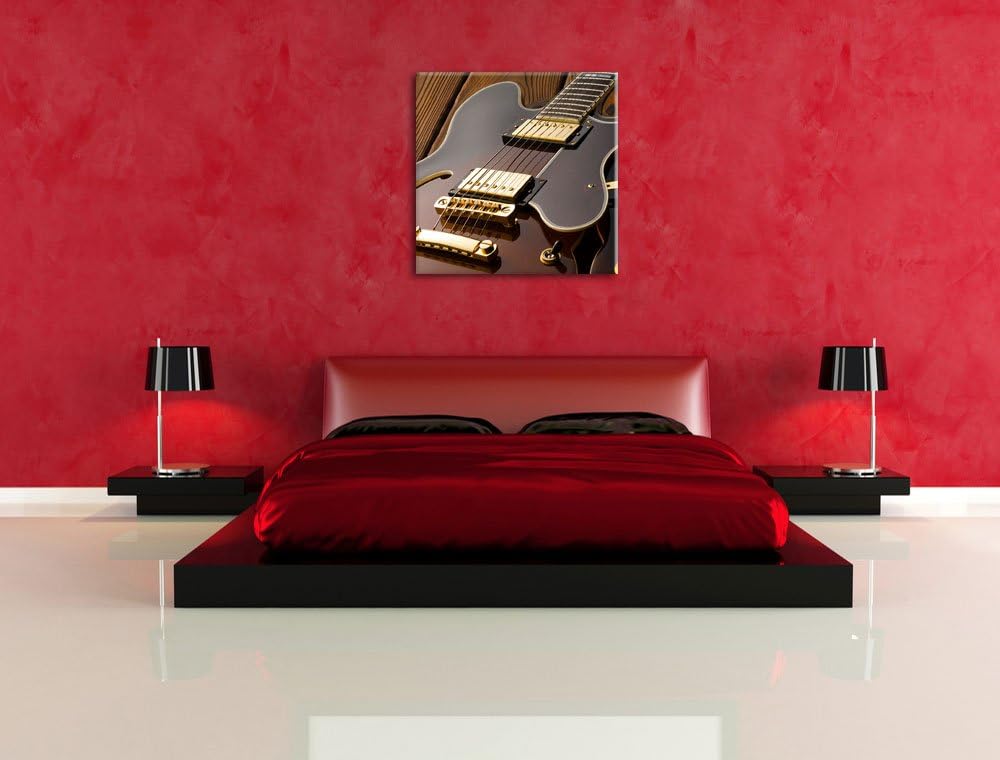 Pixxprint E-Gitarre, Format: 70x70 auf Leinwand, XXL riesige Bilder fertig gerahmt mit Keilrahmen, K