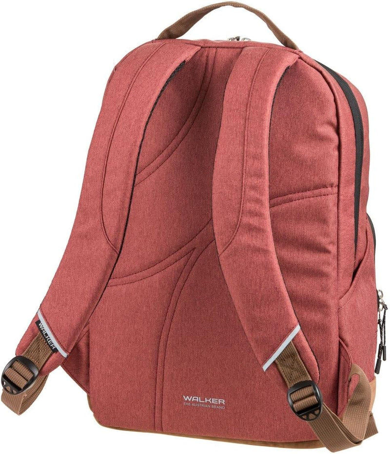 Walker 42154-038 - Rucksack Pure Eco Rostrot mit 2 Fächern, Laptop-Fach, Seitentaschen, Rücken-Polst