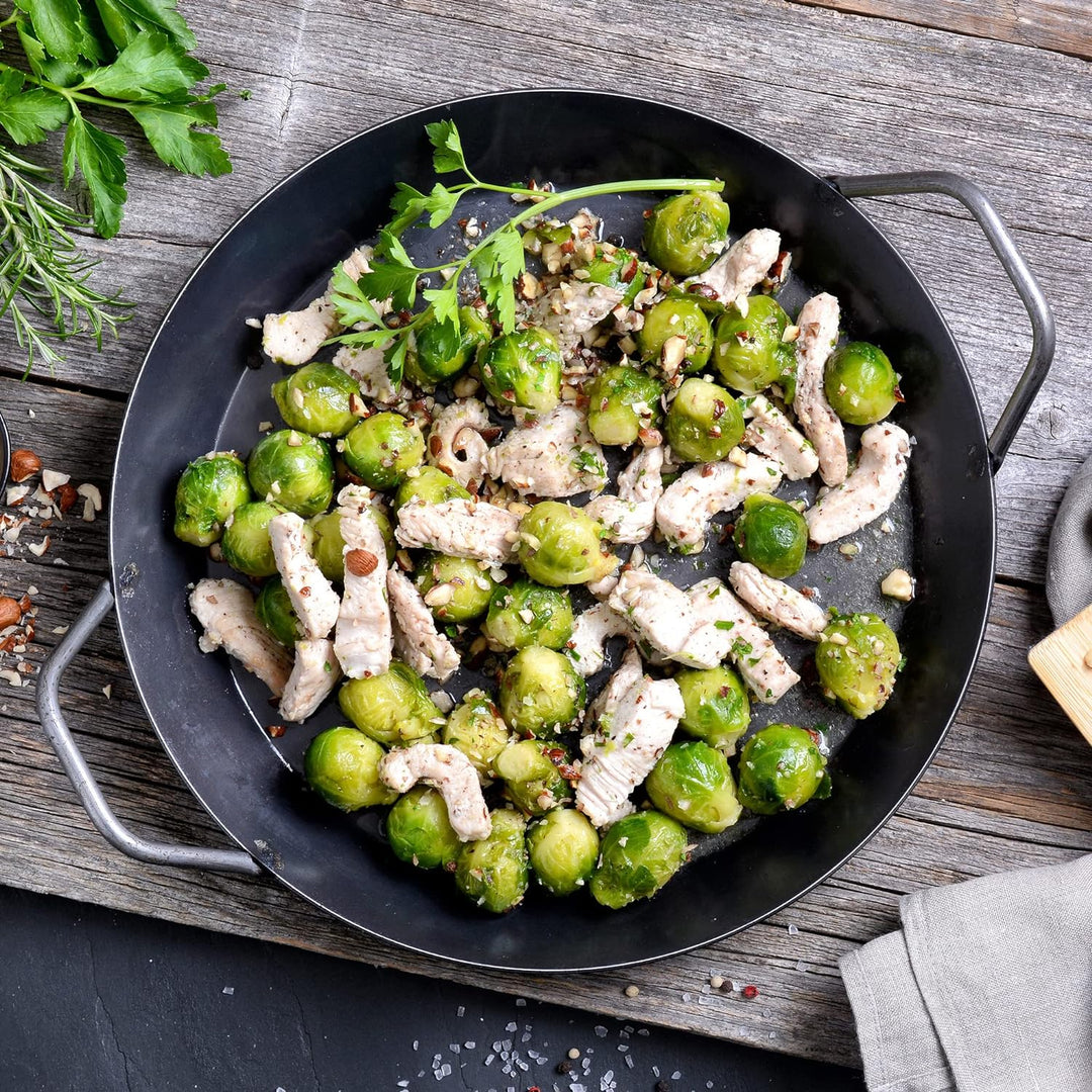 GRÄWE Eisen-Servierpfanne mit 2 Griffen, 32 cm flach, glatt