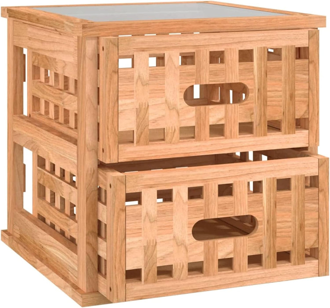 Tidyard Nachttisch Sofatisch Beistellschrank Nachtkonsole 34 x 34 x 34 cm (B x T x H) Mit 2 Schublad