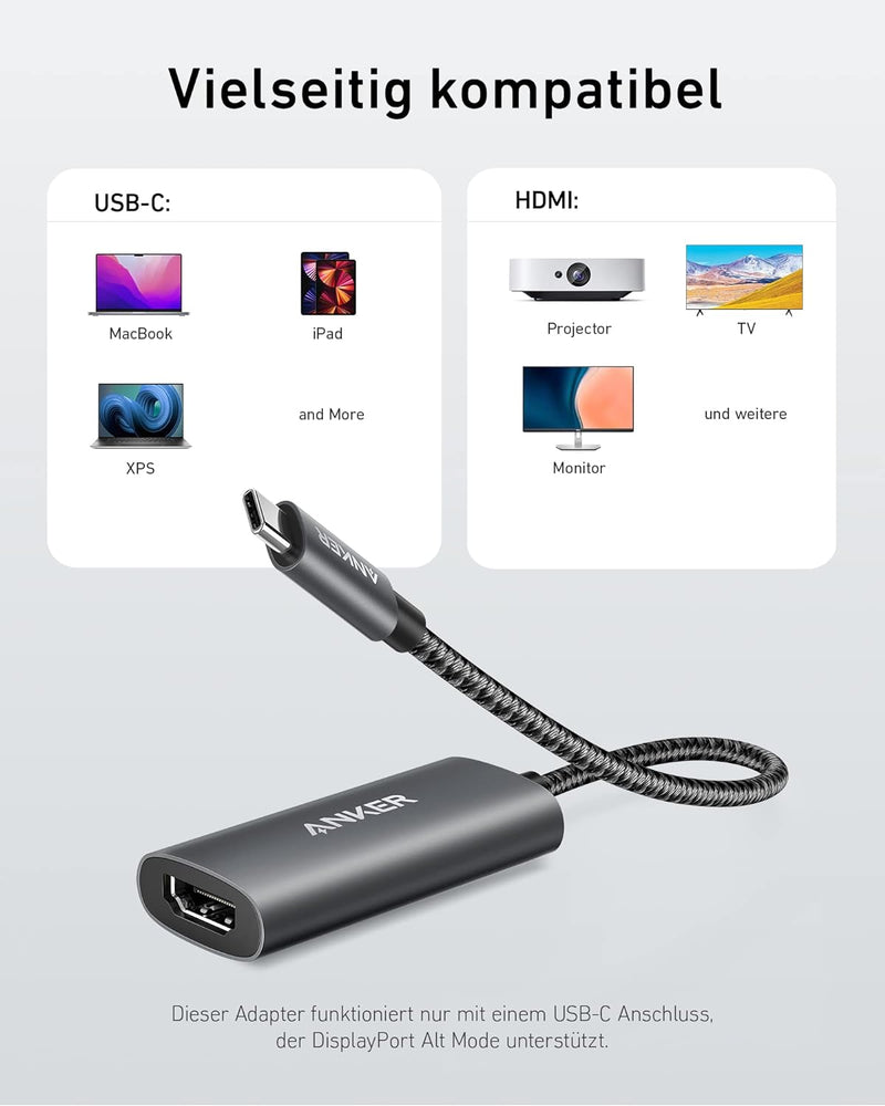 Anker USB C auf HDMI Adapter (8K@60Hz oder 4K@144Hz), 518 USB-C Adapter (8K HDMI), USB C to HDMI, fü