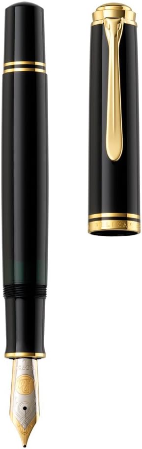 Pelikan Premium M800 Füllfederhalter, Feder B Plume schwarz, schwarz