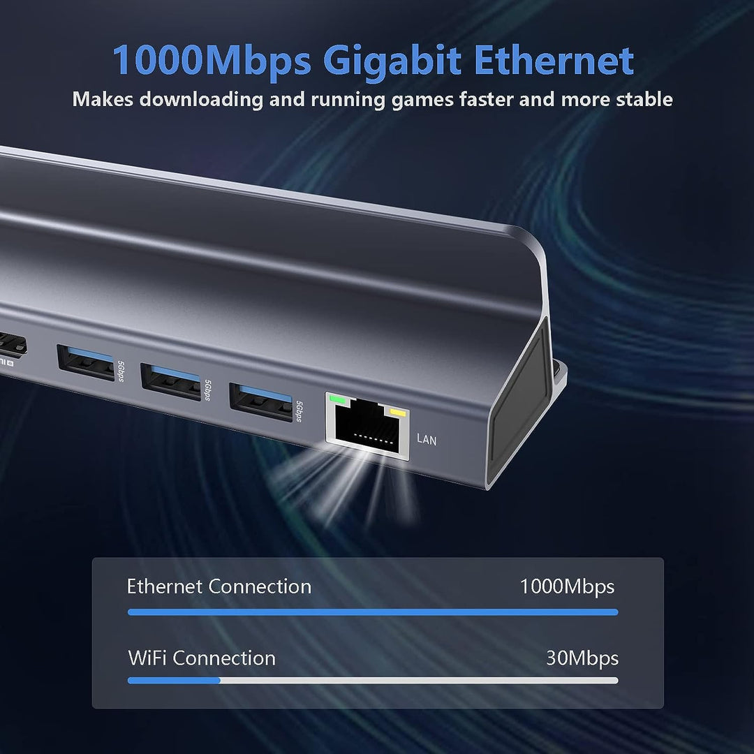 6 in 1 Steam Deck Docking Station, AYCLIF Steam Deck Dock mit 3*USB 3.0, 1 Gbps Ethernet, HDMI 4K@60
