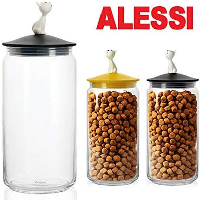 Alessi "MIÒJAR"", Behäl+C2ter für Katzenfutter aus Glas mit Deckel aus thermoplastischem Harz, schwa