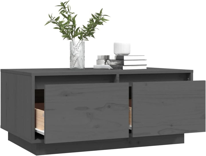 Tidyard Couchtisch, Wohnzimmertisch mit 2 Schubladen, Beistelltisch, Kaffeetisch, Holztisch, Massivh