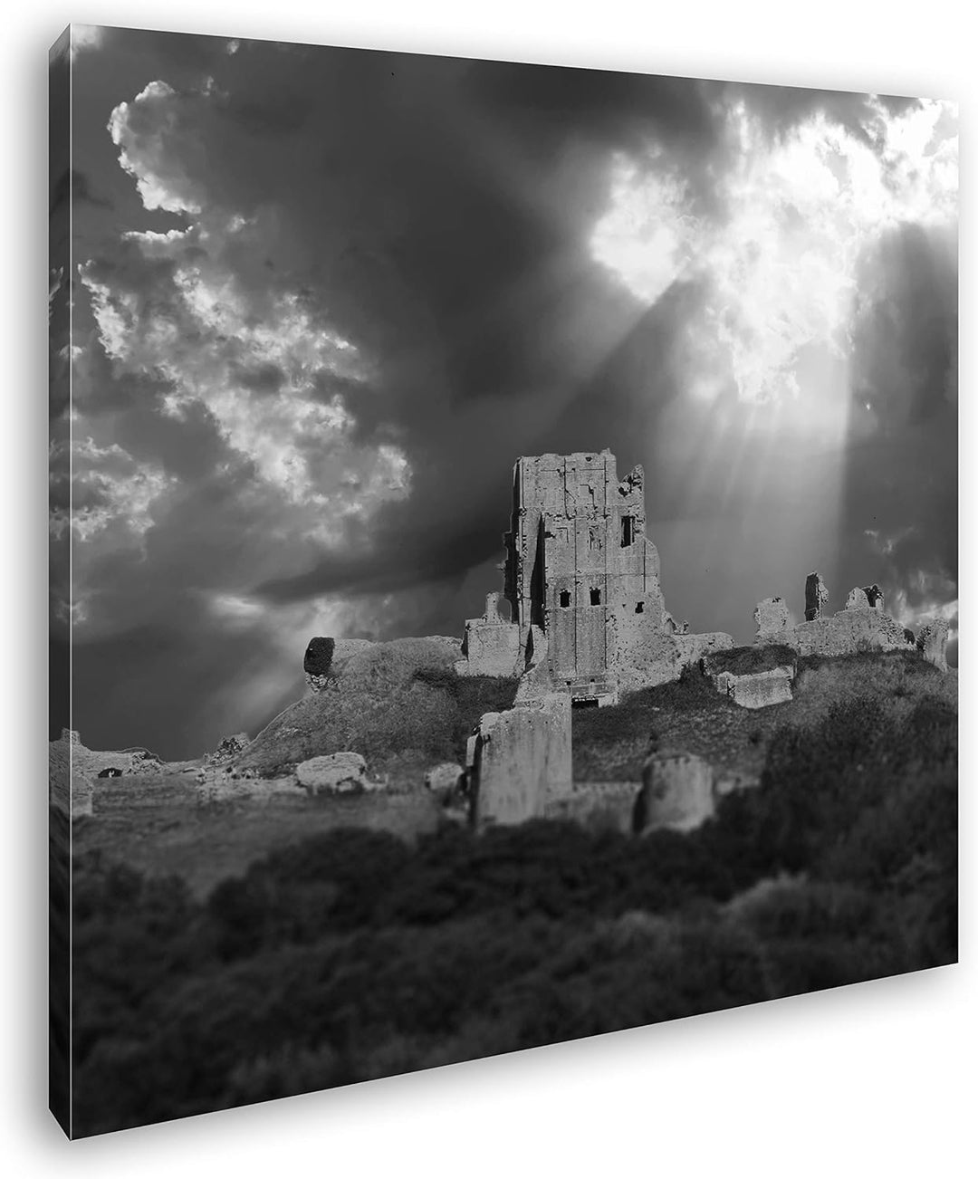 deyoli Ruine Einer historischen Burg Format: 60x60 Effekt: Schwarz&Weiss als Leinwandbild, Motiv fer
